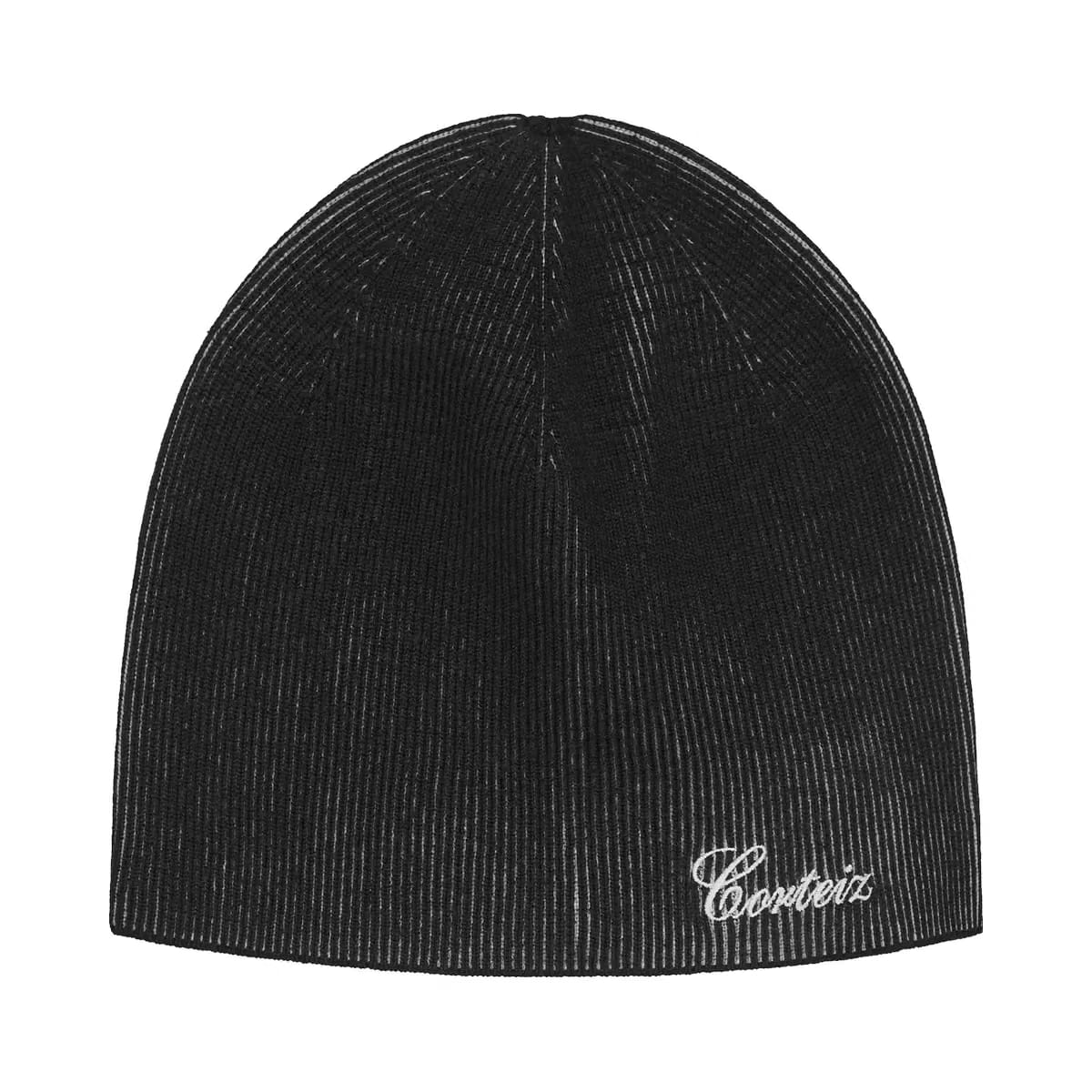 Corteiz 2 Tone Ribbed Knit Beanie Black
