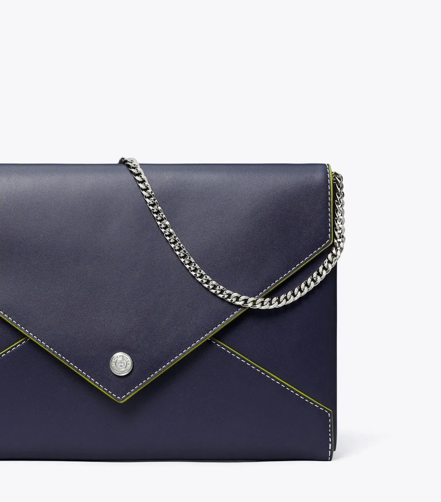 Smooth Leather Envelope Chain Pouch