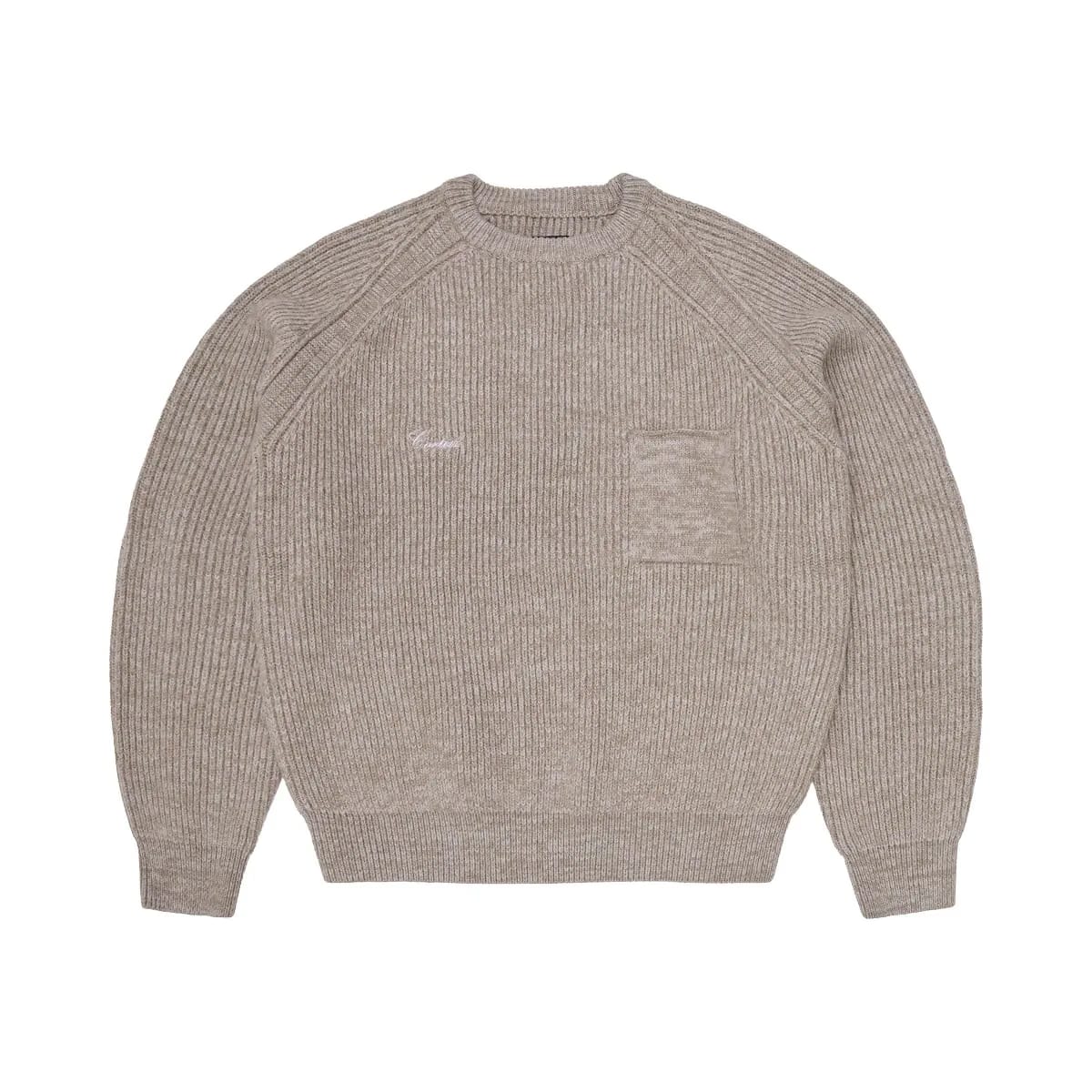 Corteiz Script Pocket Knit Sweater Oatmeal