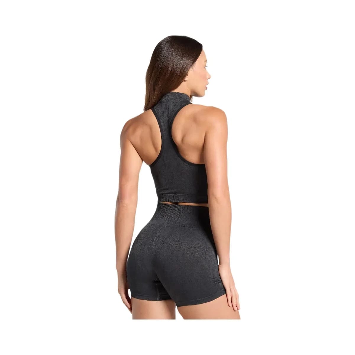 Gymshark Adapt Camo Seamless Zip Up Crop Top - Asphalt Grey/Black