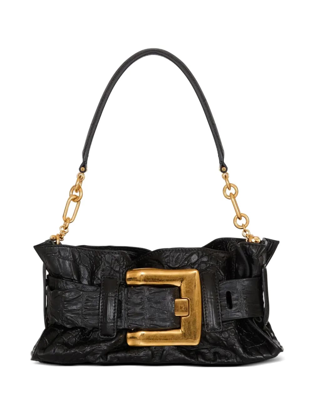 mini Anthem embossed-crocodile buckle clutch bag