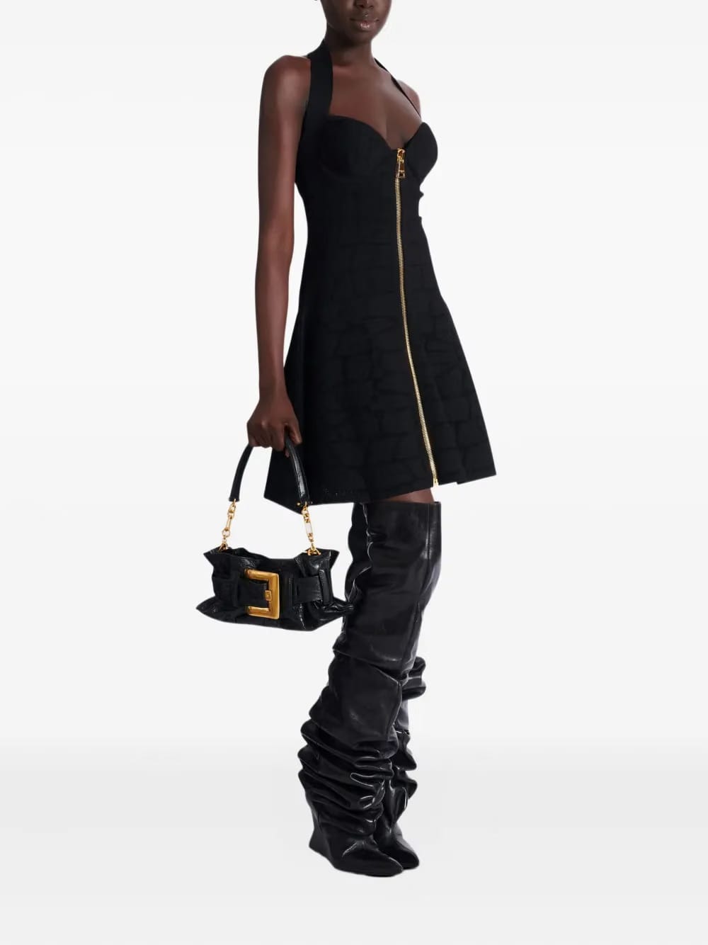 mini Anthem embossed-crocodile buckle clutch bag