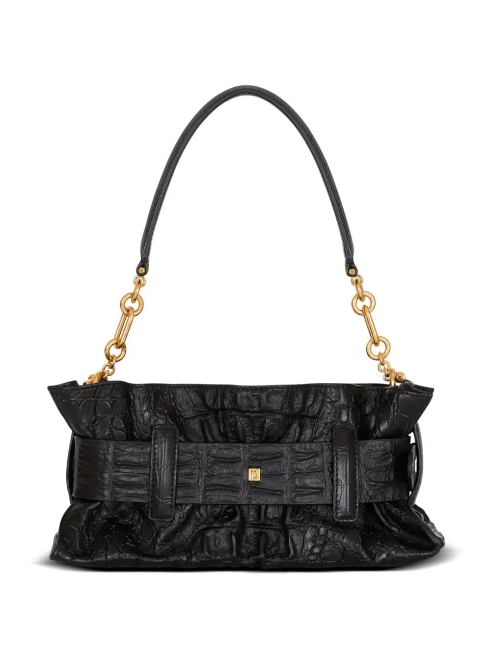 mini Anthem embossed-crocodile buckle clutch bag