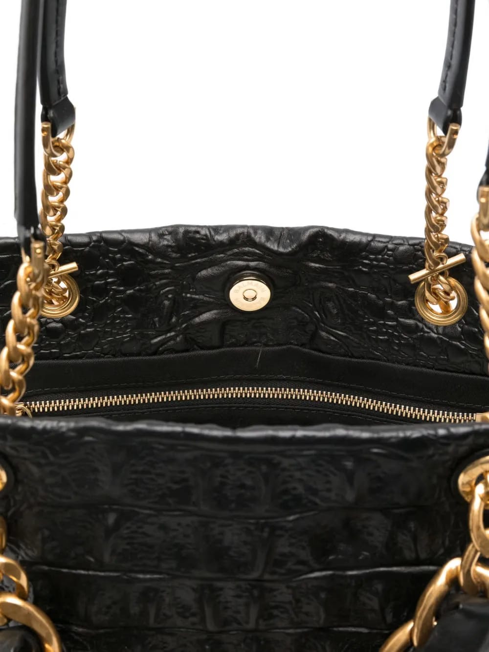 chain embossed leather tote bag