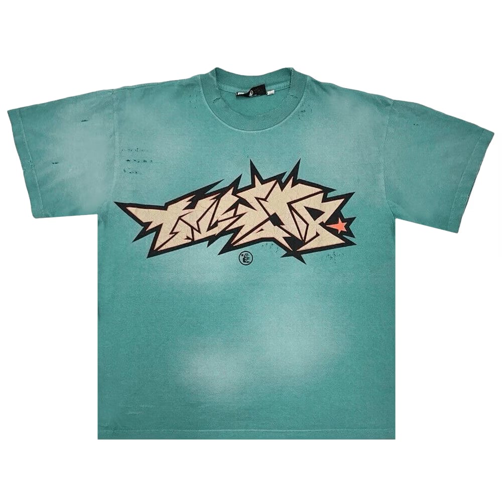 Hellstar Crack Print T-Shirt Green