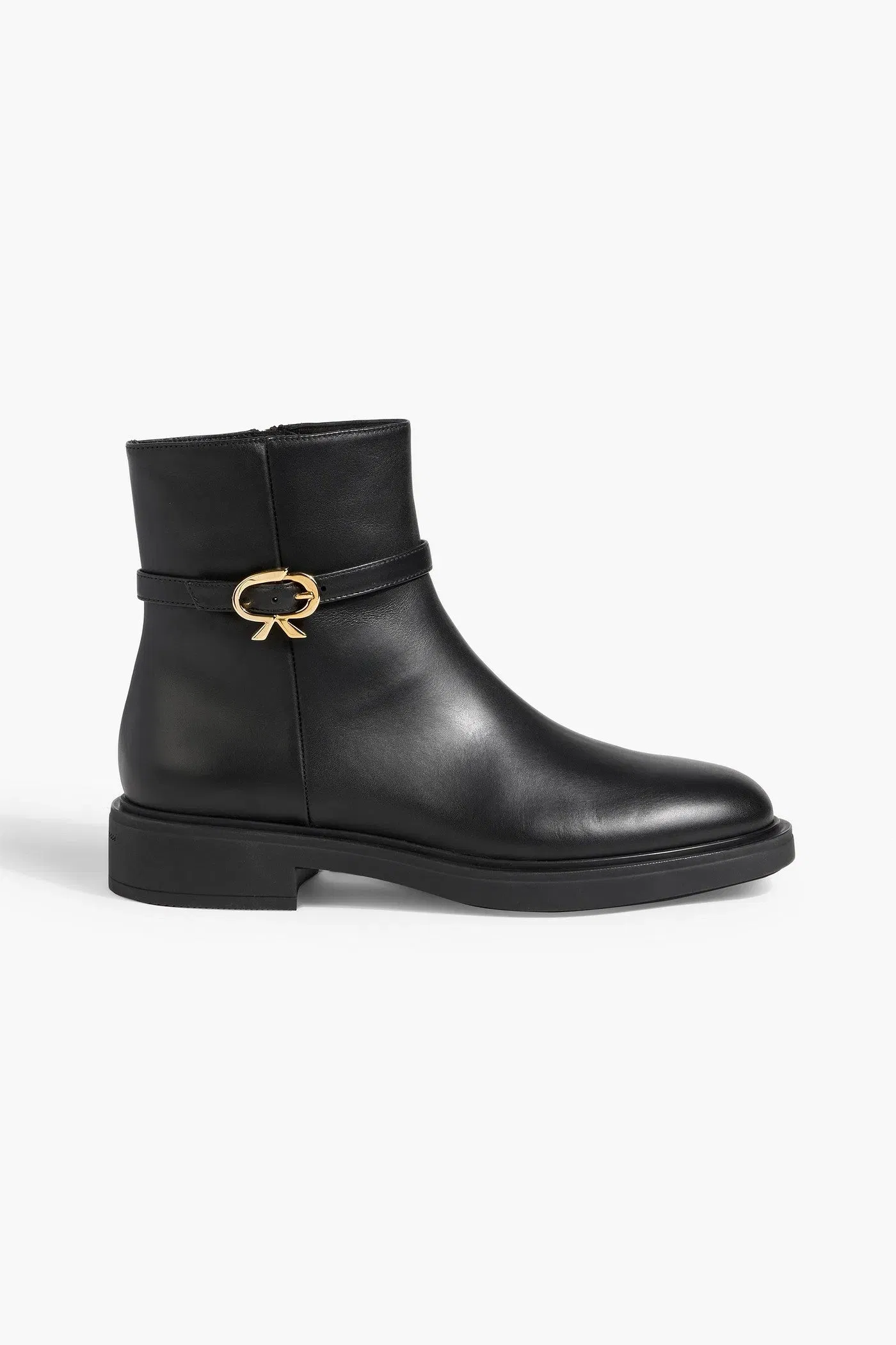 Gianvito Rossi Ribbon Dumont Leather Ankle Boots Black Women's