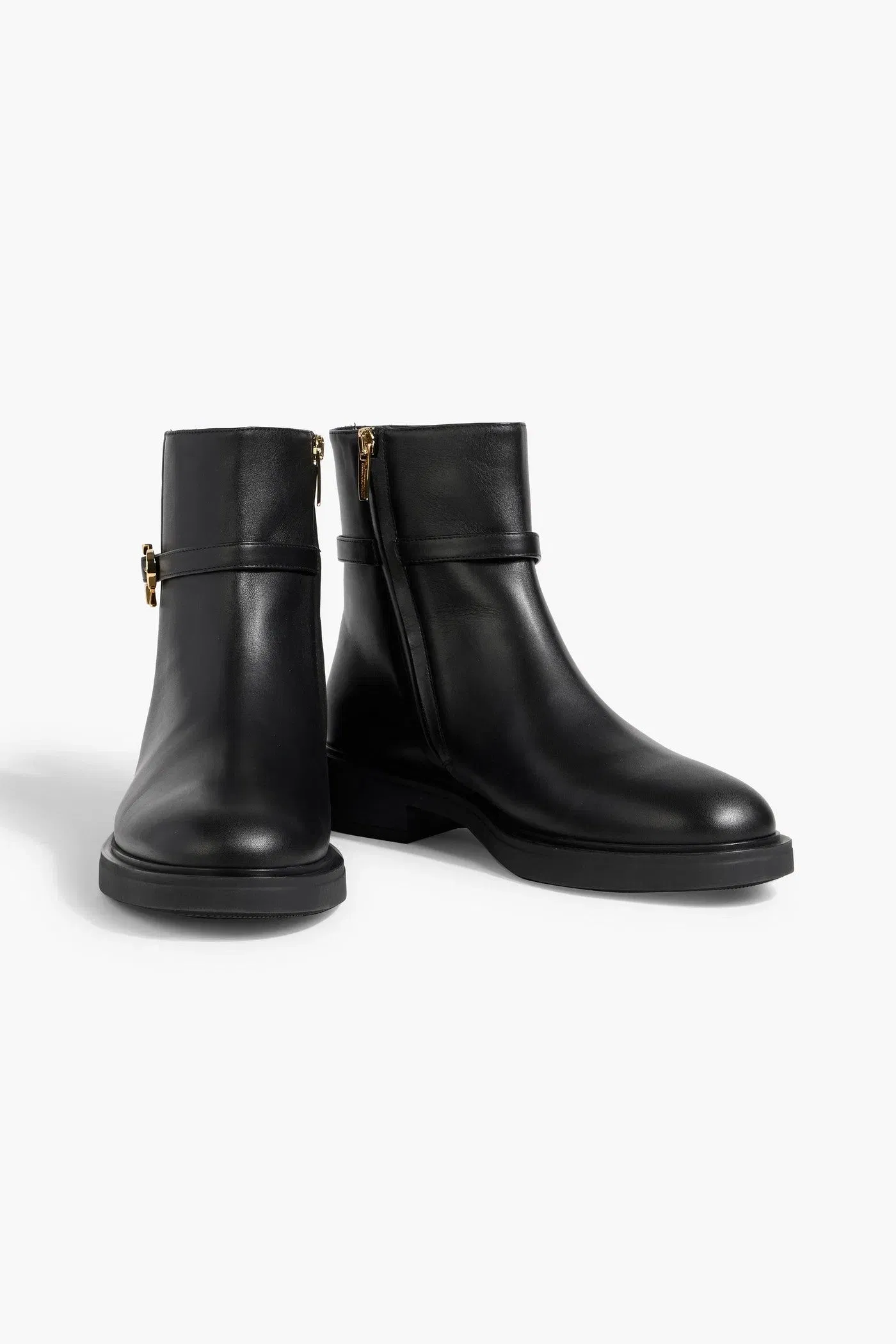 Gianvito Rossi Ribbon Dumont Leather Ankle Boots Black Women's