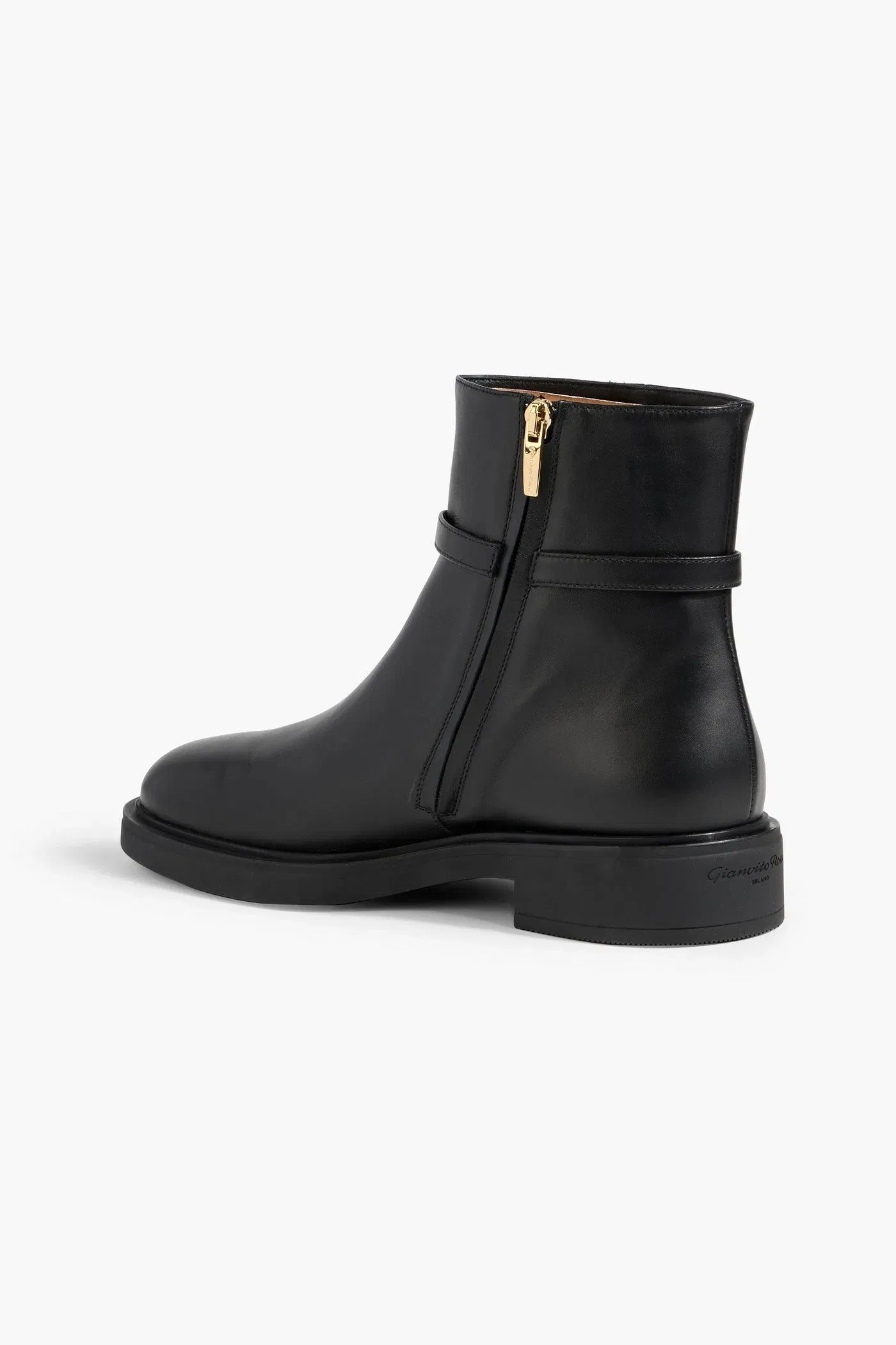 Gianvito Rossi Ribbon Dumont Leather Ankle Boots Black Women's