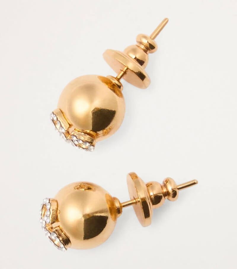 Crystal-Embellished VLogo Stud Earrings