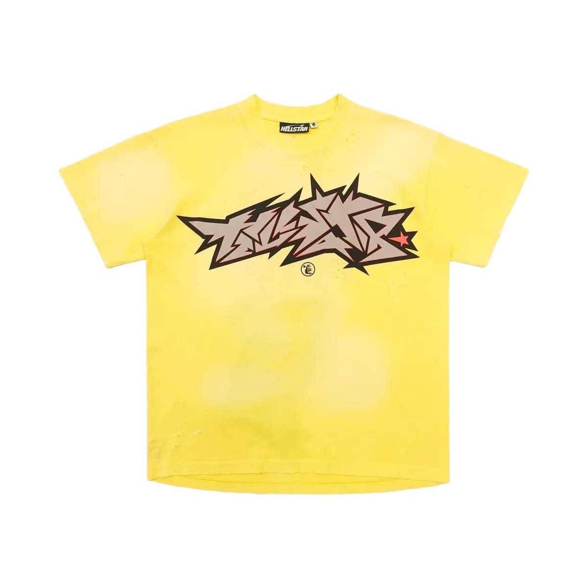 Hellstar Crack Print T-Shirt Yellow