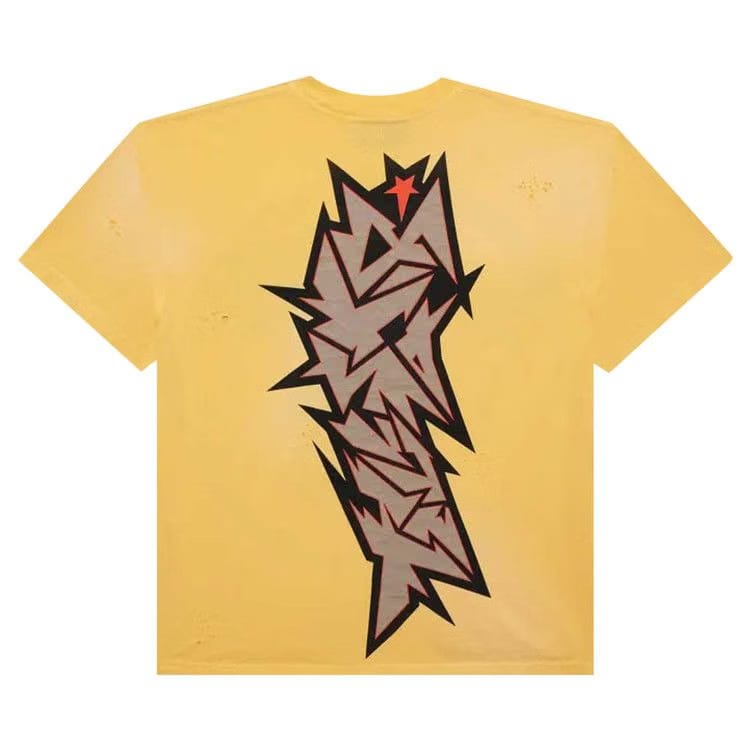 Hellstar Crack Print T-Shirt Yellow
