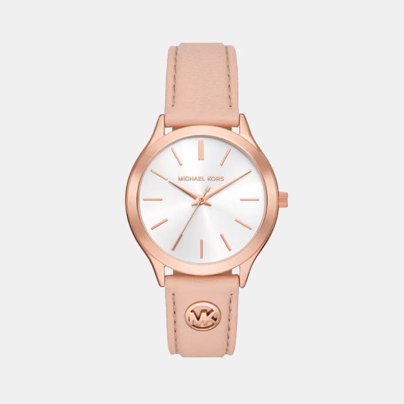 Michael Kors Slim Runway Women Quartz White Dial Analog Leather Watch Mk7545