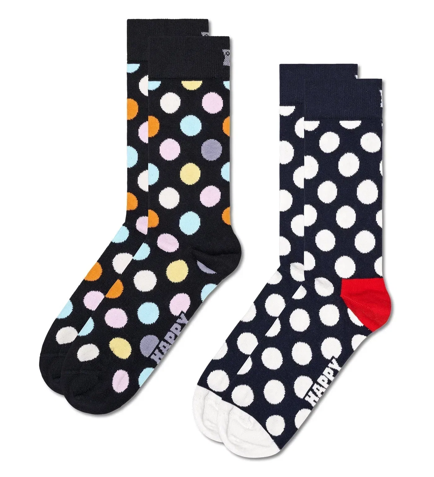 Happy Socks Unisex 2-Pack Classic Big Dot Crew Length Socks for Women and Men