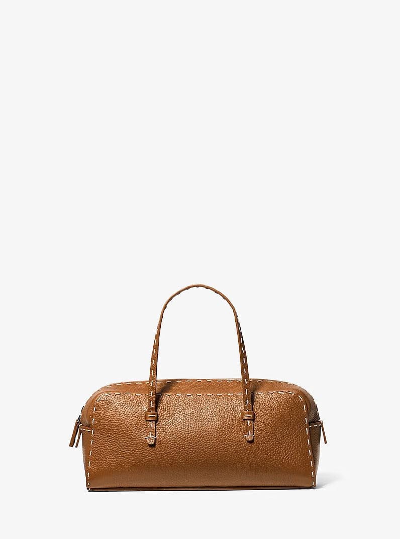 Michael Kors Roberta Hand-Stitched Pebbled Leather Satchel Cinnamon