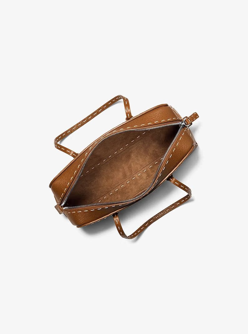 Michael Kors Roberta Hand-Stitched Pebbled Leather Satchel Cinnamon