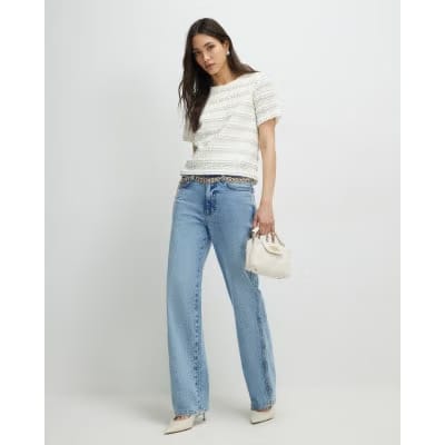 Cream Ruffle Textured Top