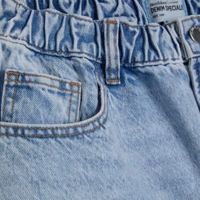 Blue Denim Elasticated A Line Shorts
