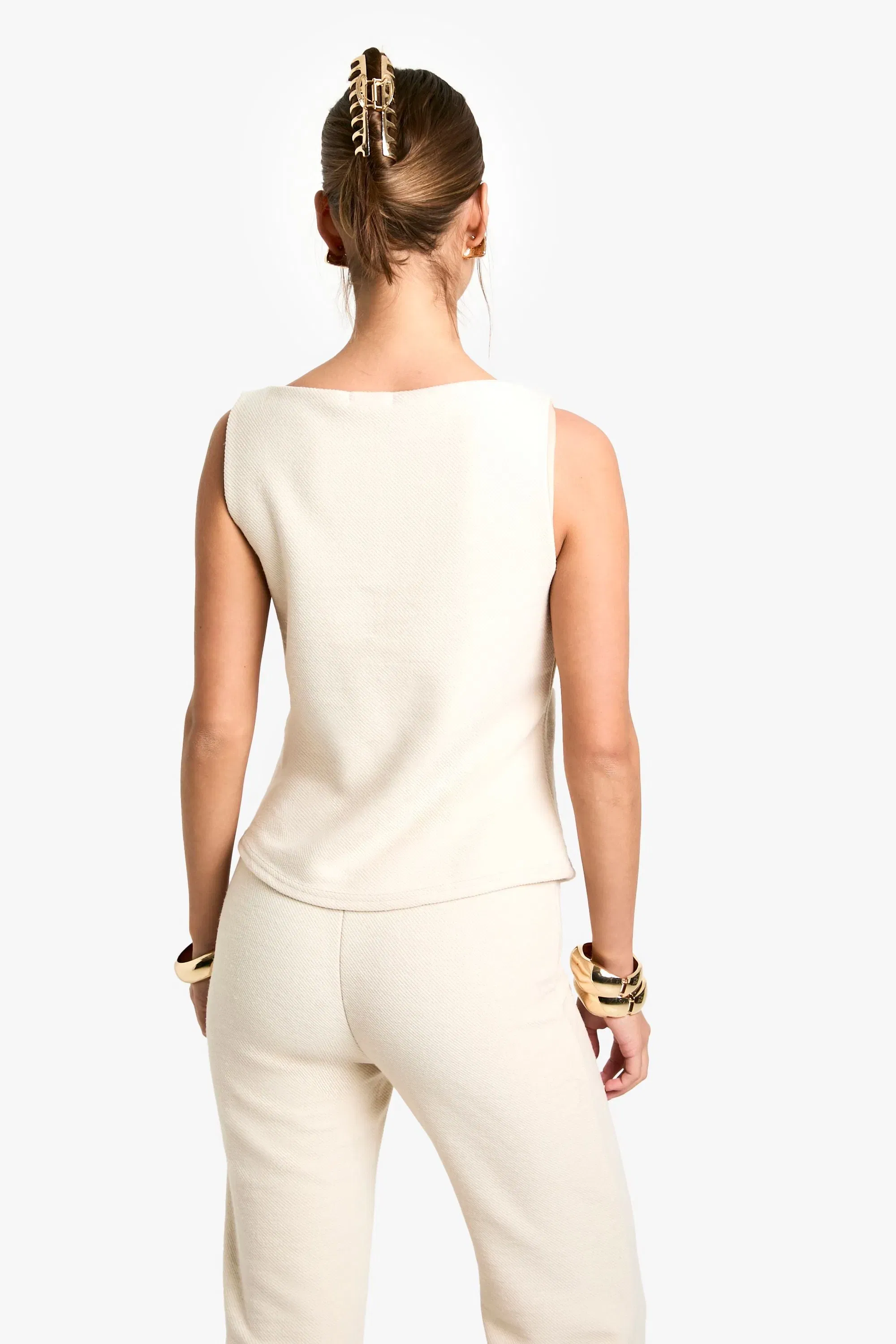 Textured Button Through Waistcoat