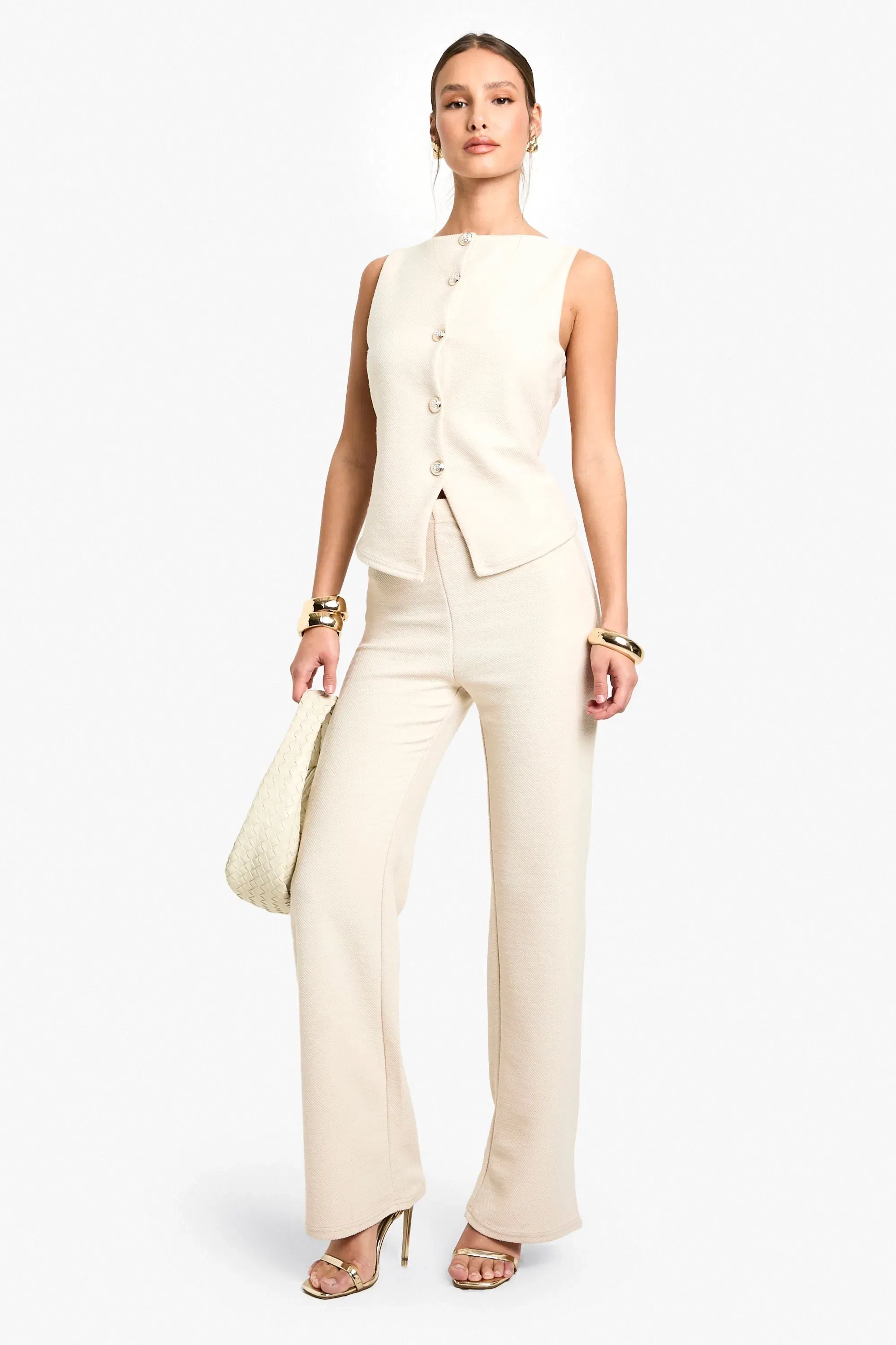 Textured Button Through Waistcoat