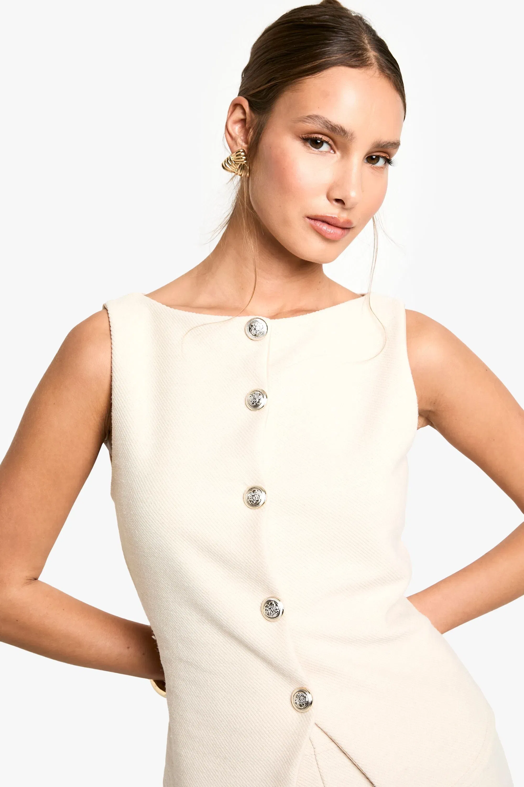 Textured Button Through Waistcoat
