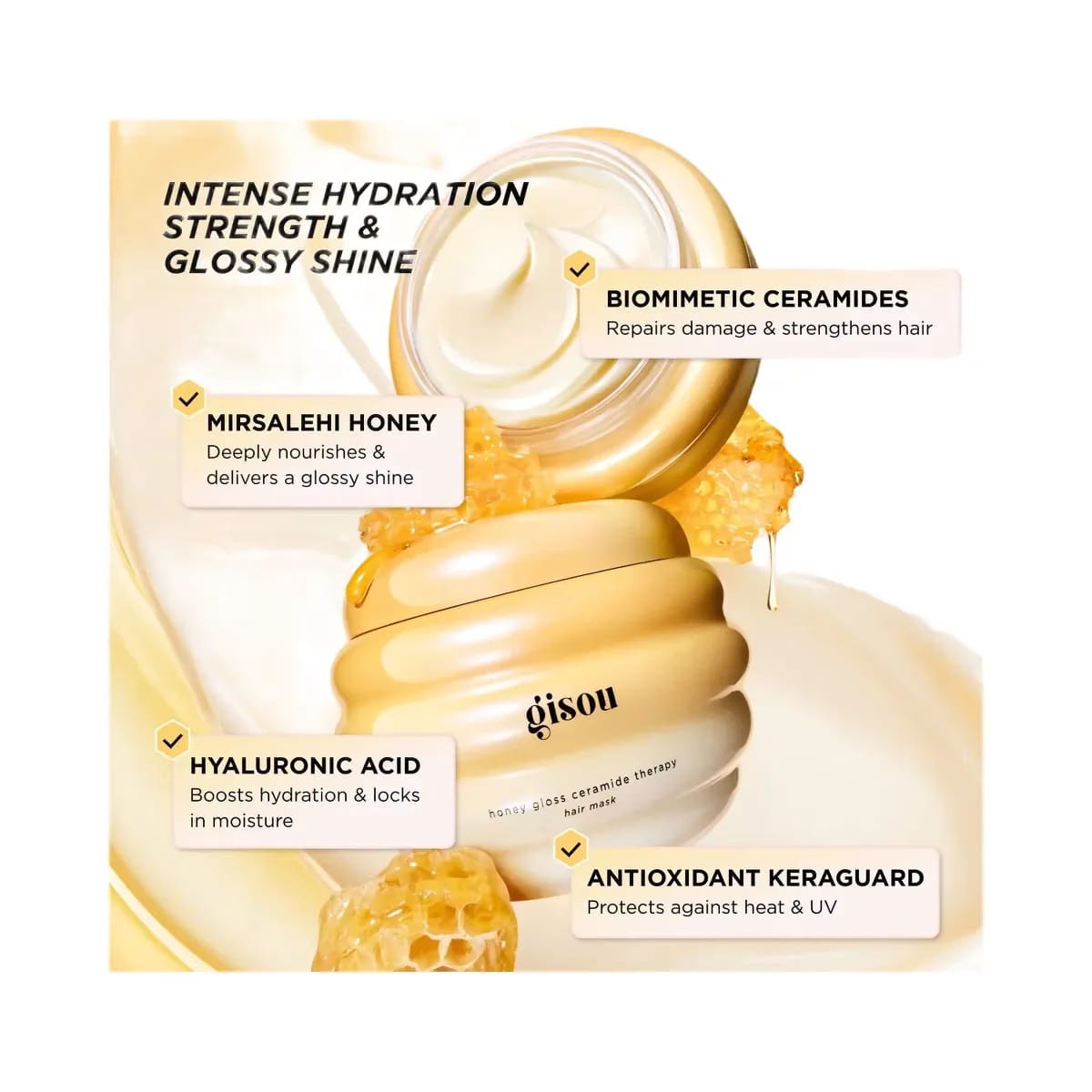 Gisou Honey Gloss Ceramide Therapy Hydrating Hair Mask Large