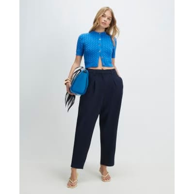 Navy Straight Leg Trousers