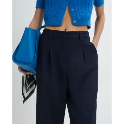 Navy Straight Leg Trousers