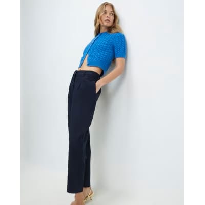 Navy Straight Leg Trousers