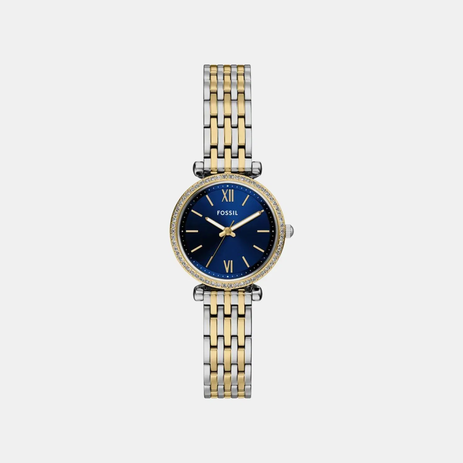 Fossil Carlie Women Quartz Blue Dial Analog Stainless Steel Watch Es5438