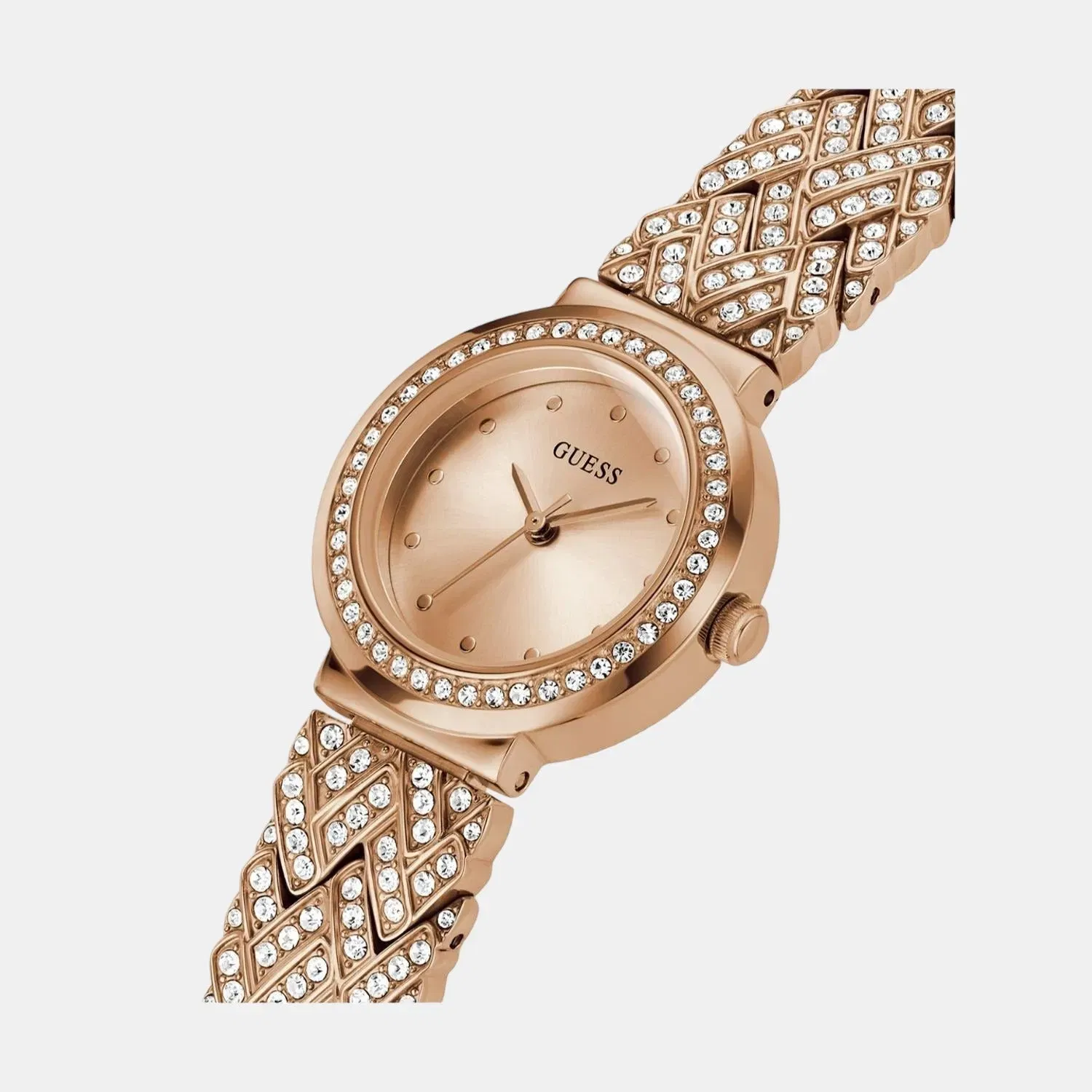 Guess Treasure Women Quartz Pink Dial Analog Stainless Steel Watch Gw0476L3
