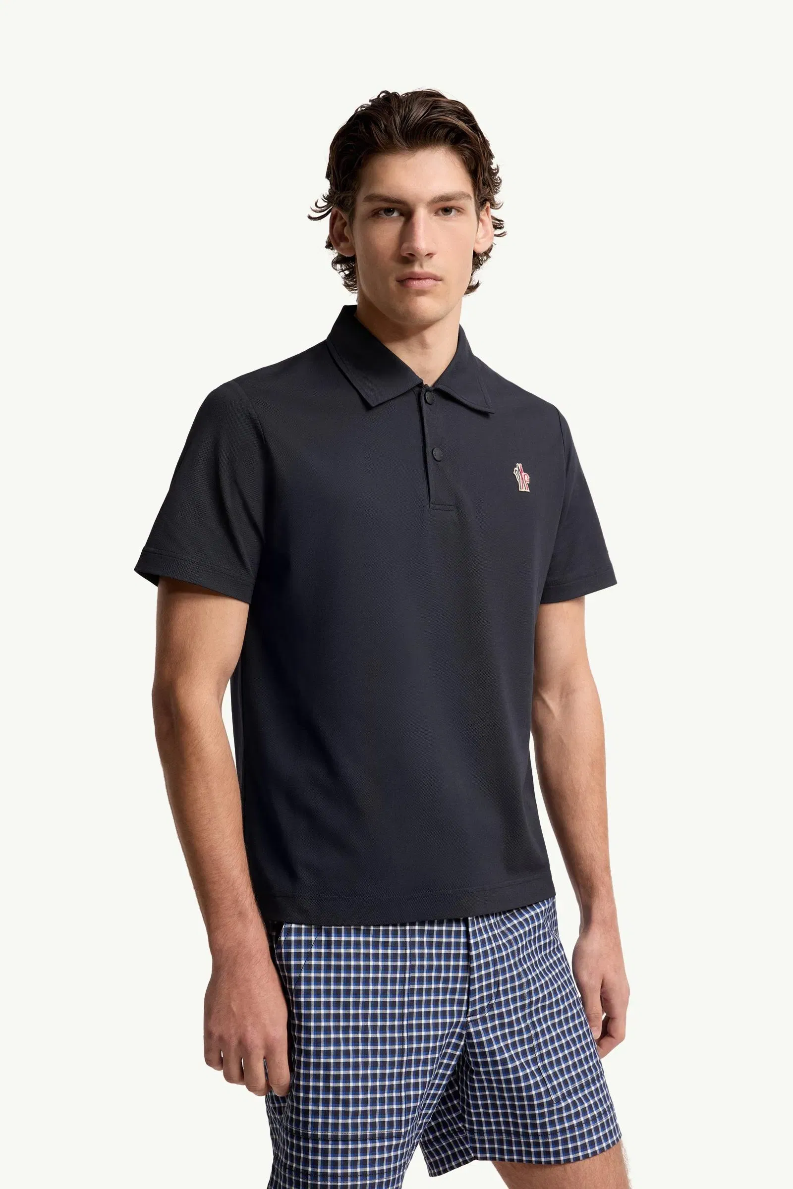 Moncler Logo Patch Polo Shirt Navy Blue Navy Blue
