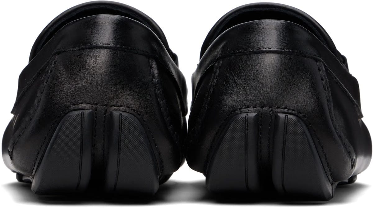 Ferragamo Black Gancini Ornament Driver Loafers
