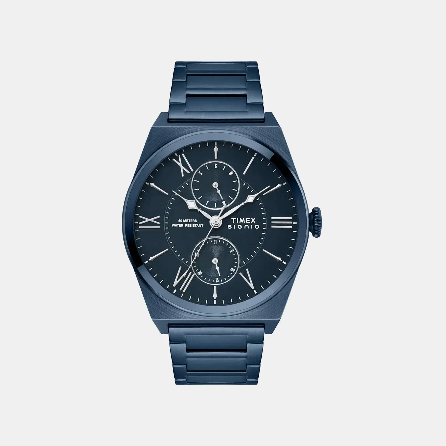 Timex Signio Men Quartz Blue Dial Multi-Function Stainless Steel Watch Tweg34501