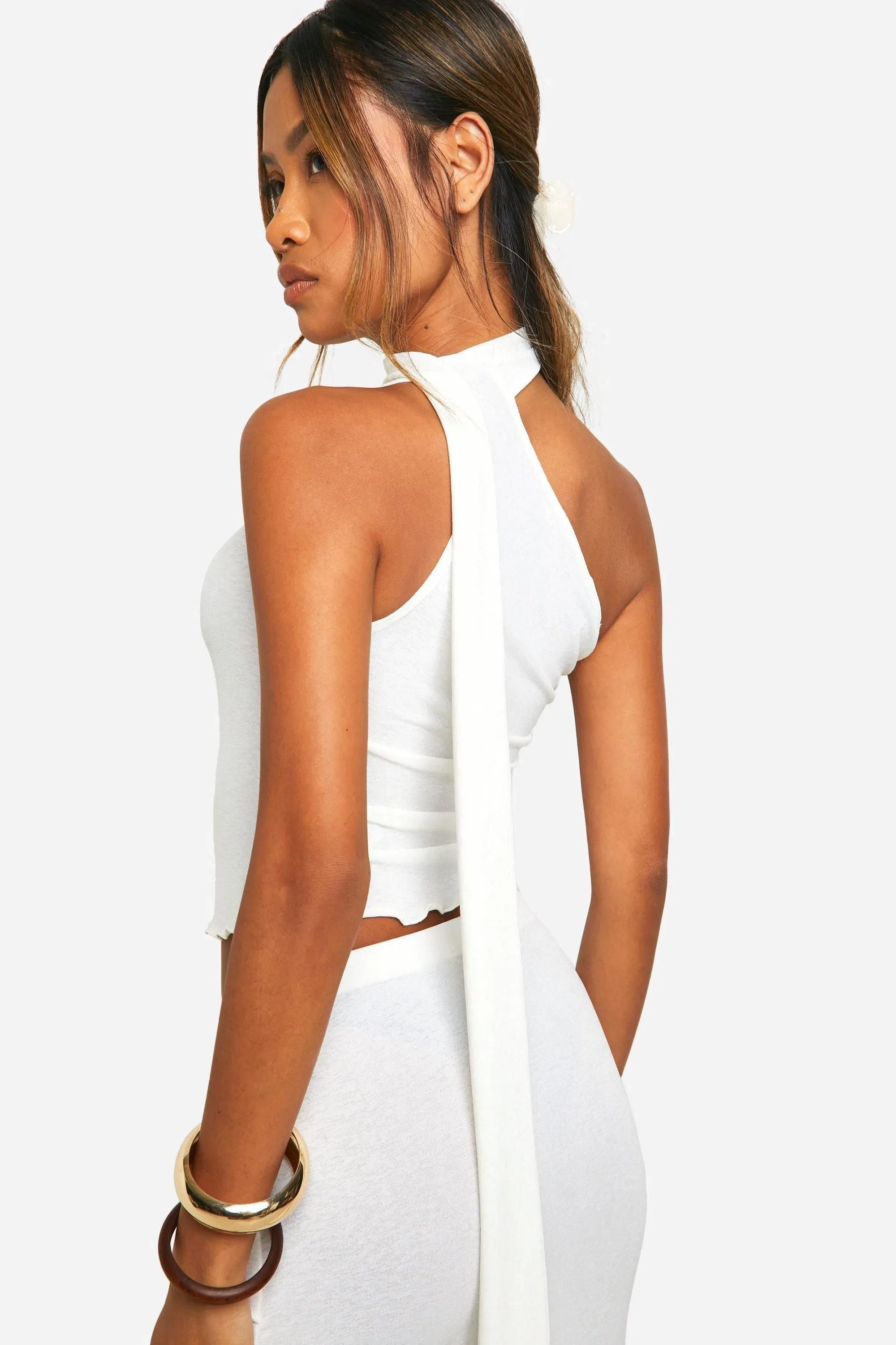 Asymetric One Shoulder Top With Scarf