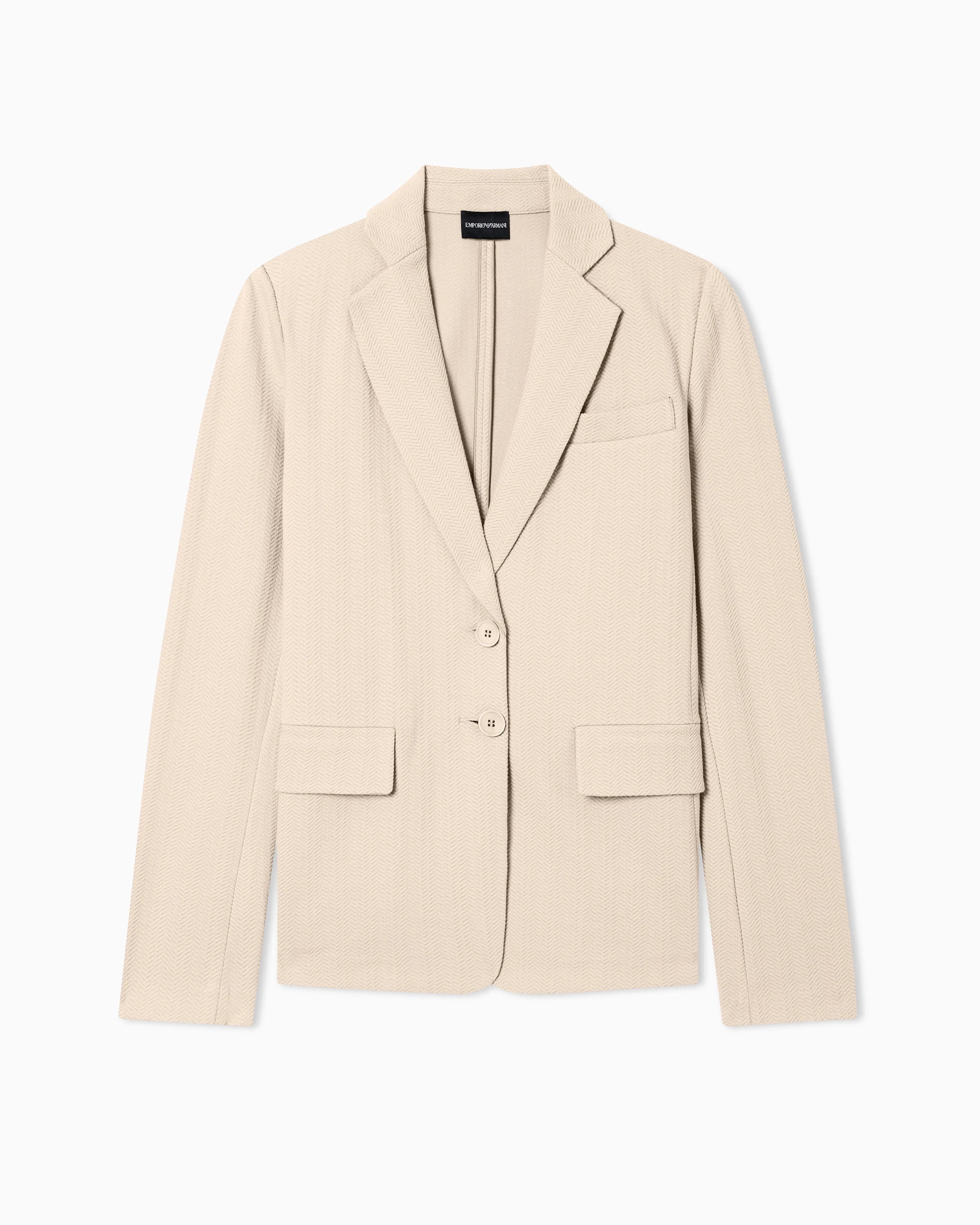Emporio Armani Single-breasted jacket in stretch jersey with a chevron motif