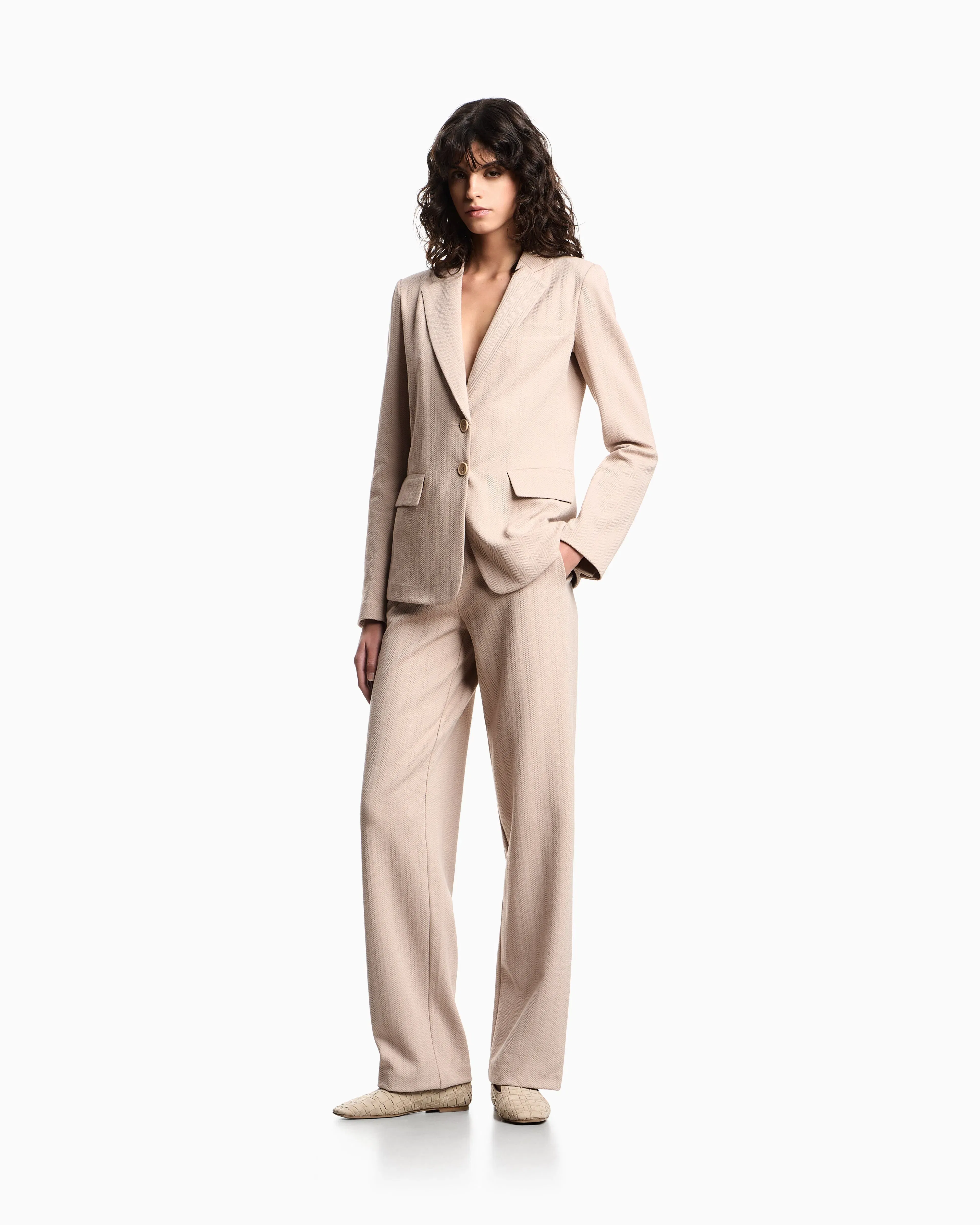 Emporio Armani Single-breasted jacket in stretch jersey with a chevron motif