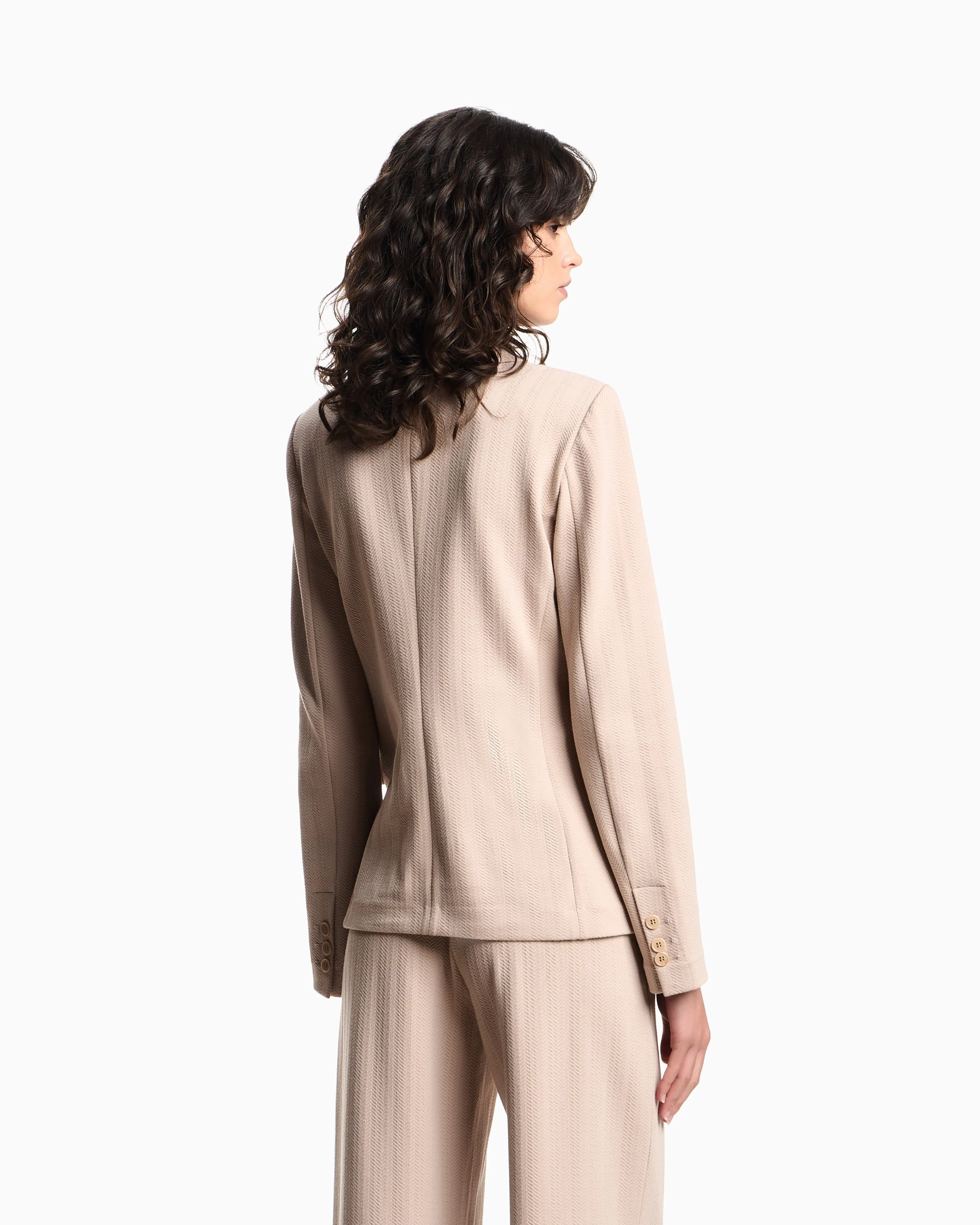 Emporio Armani Single-breasted jacket in stretch jersey with a chevron motif