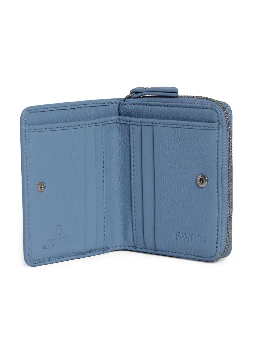 Aero Bi-Fold Wallet, Leather With RFID Blocking | Blissful Blue