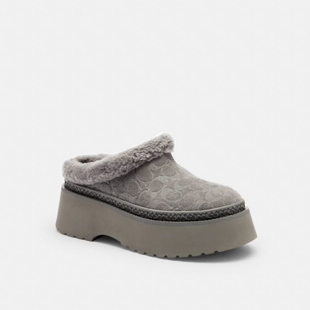 Women's Coach Cecelia Clog In Signature Suede Charcoal