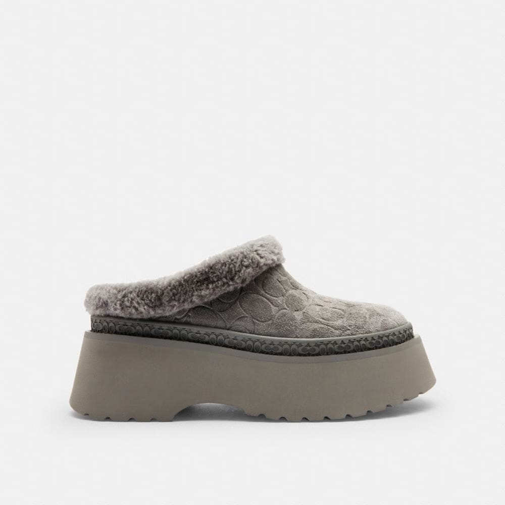 Women's Coach Cecelia Clog In Signature Suede Charcoal