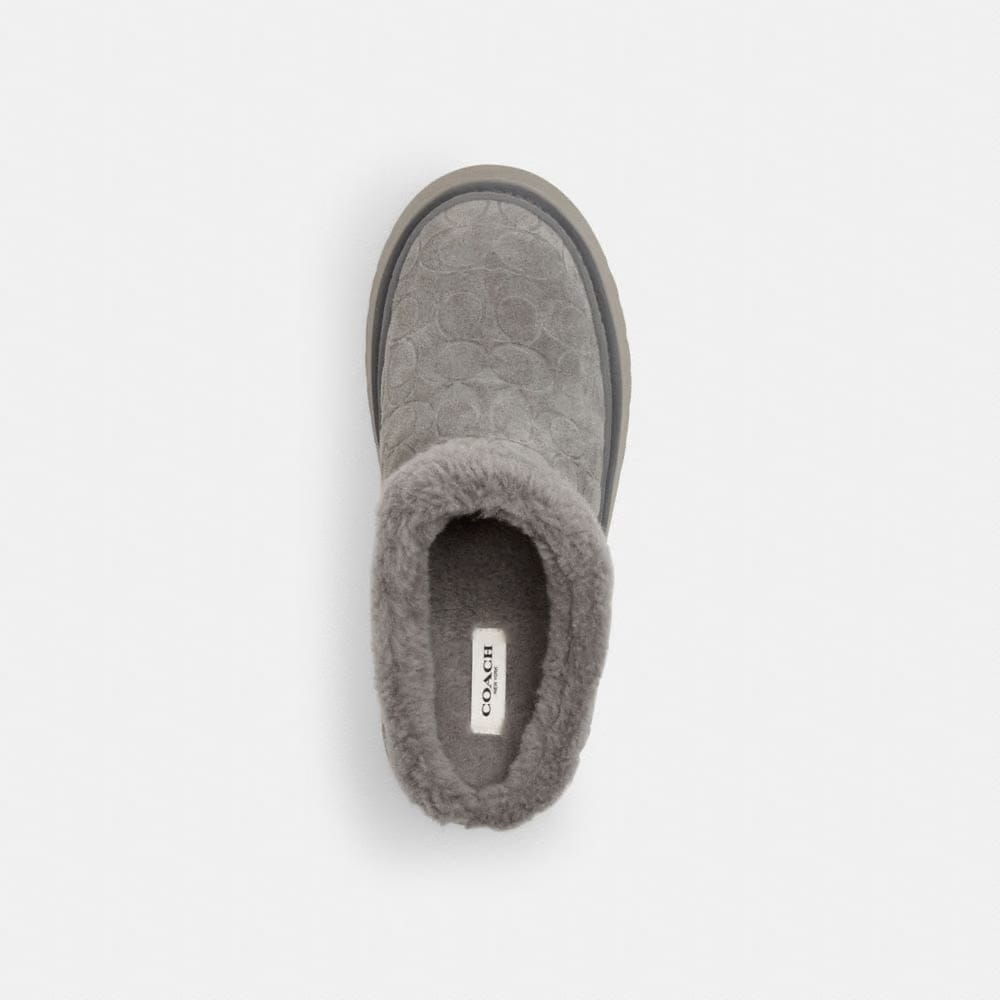 Women's Coach Cecelia Clog In Signature Suede Charcoal