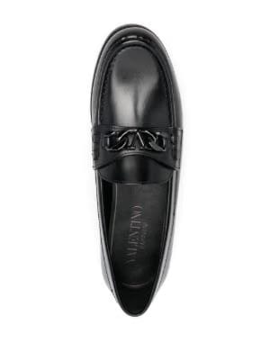 VLogo Chain leather loafers