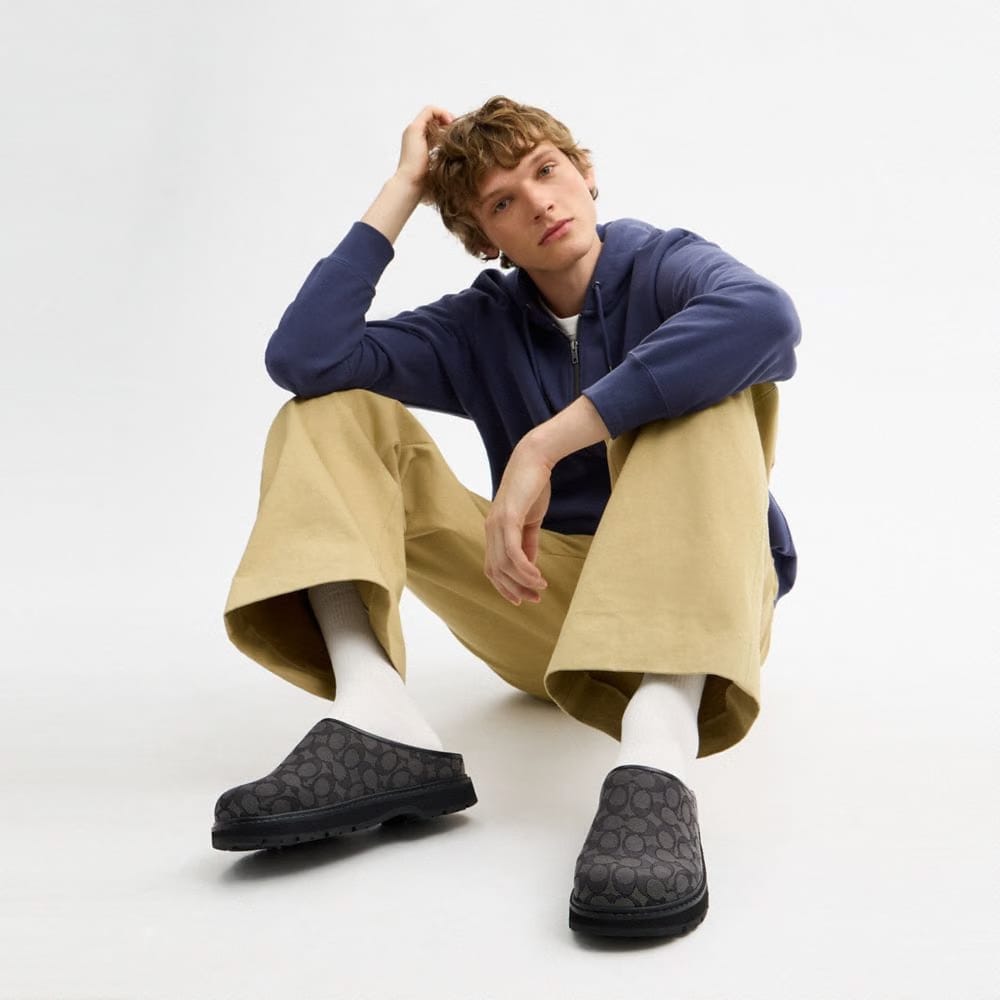 Men's Coach Sport Clog In Signature Jacquard Graphite Black