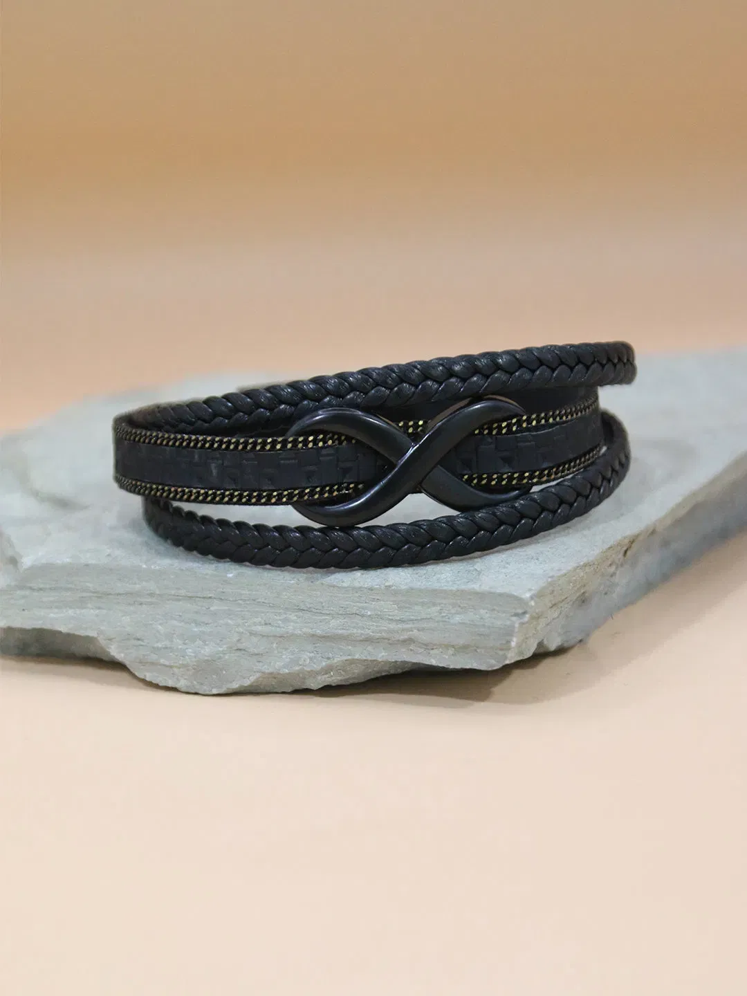 BLACK-GOLD INFINITY BRACELET FOR MEN