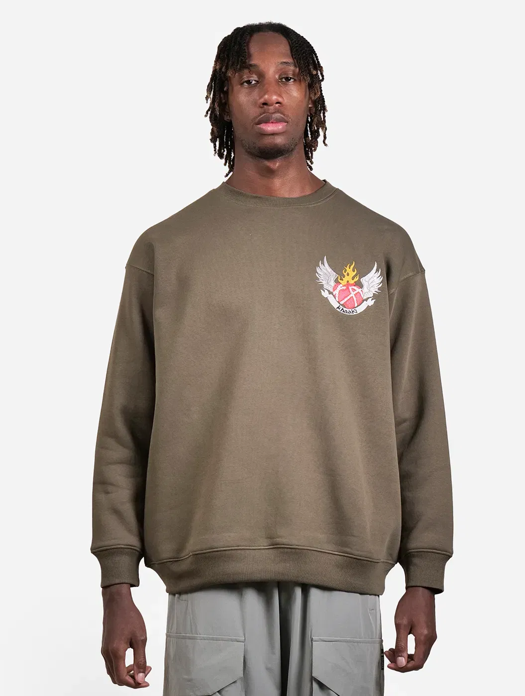 Supreme - Olive Embroidered Oversized Sweatshirt