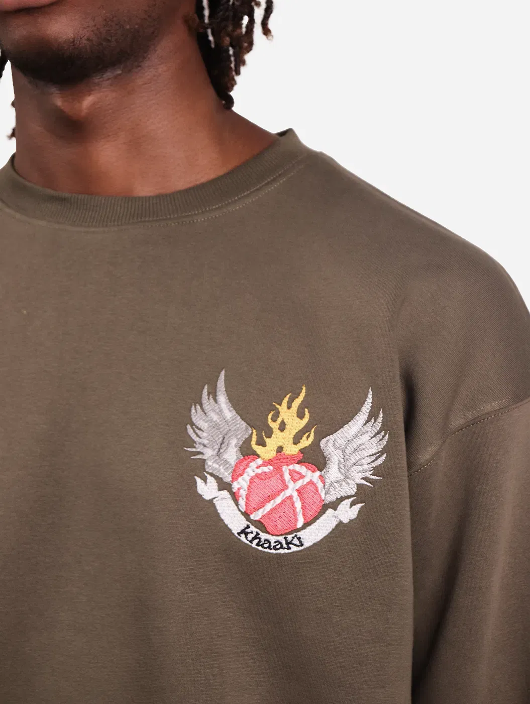 Supreme - Olive Embroidered Oversized Sweatshirt