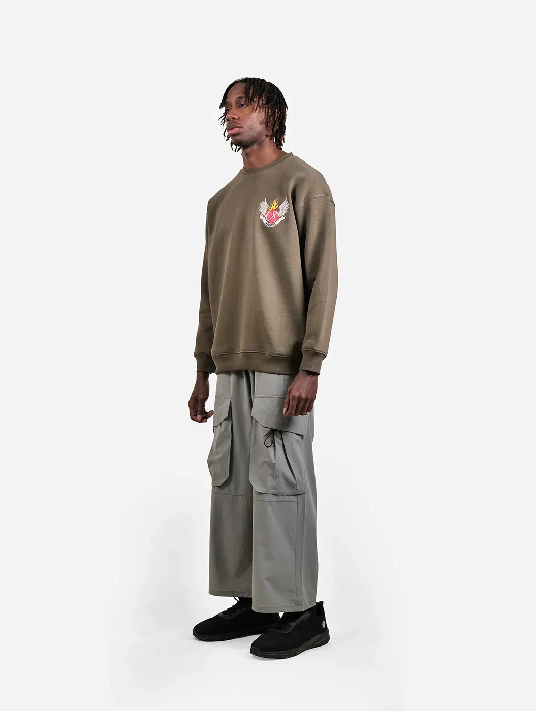 Supreme - Olive Embroidered Oversized Sweatshirt