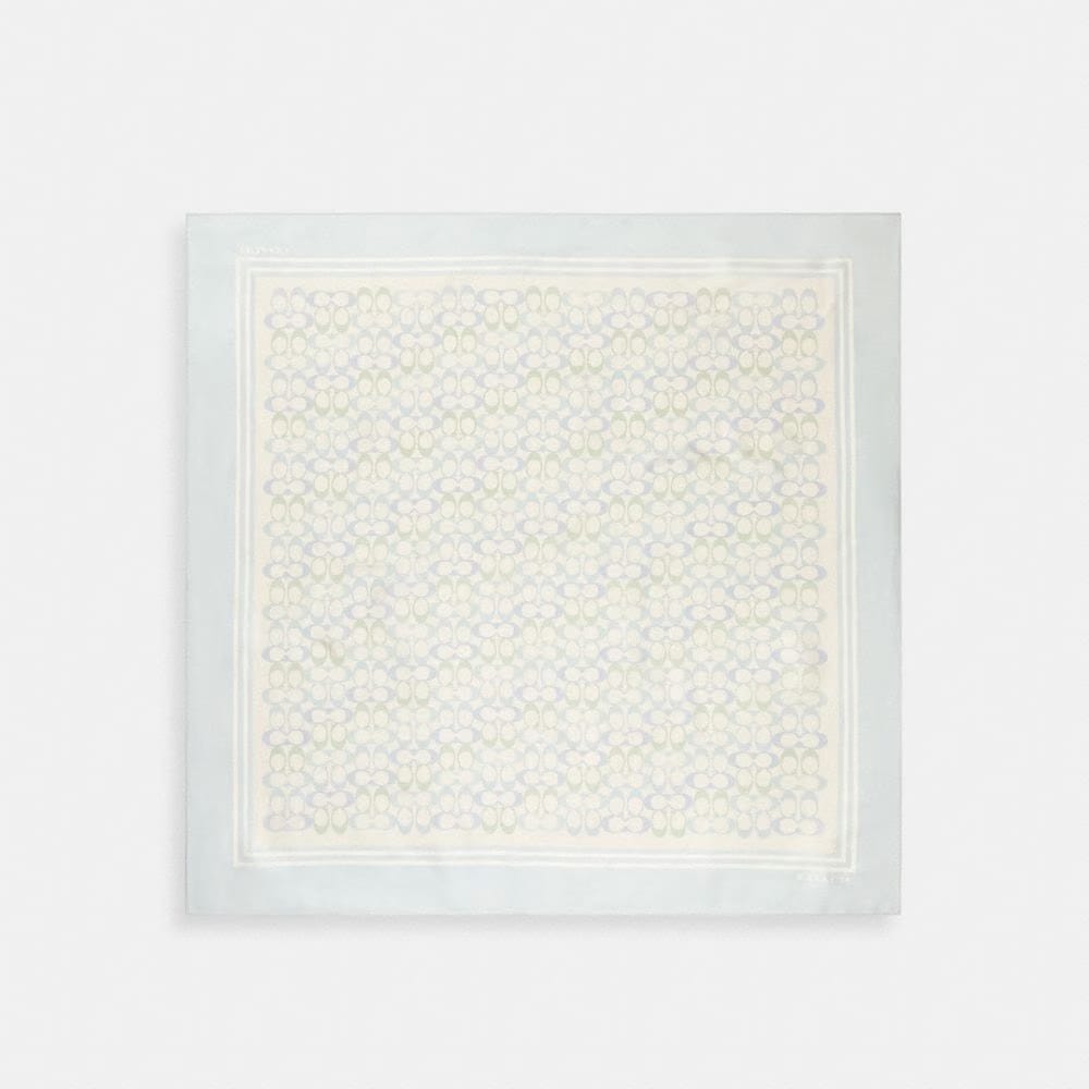 Coach Signature Silk Square Scarf Chalk Blue
