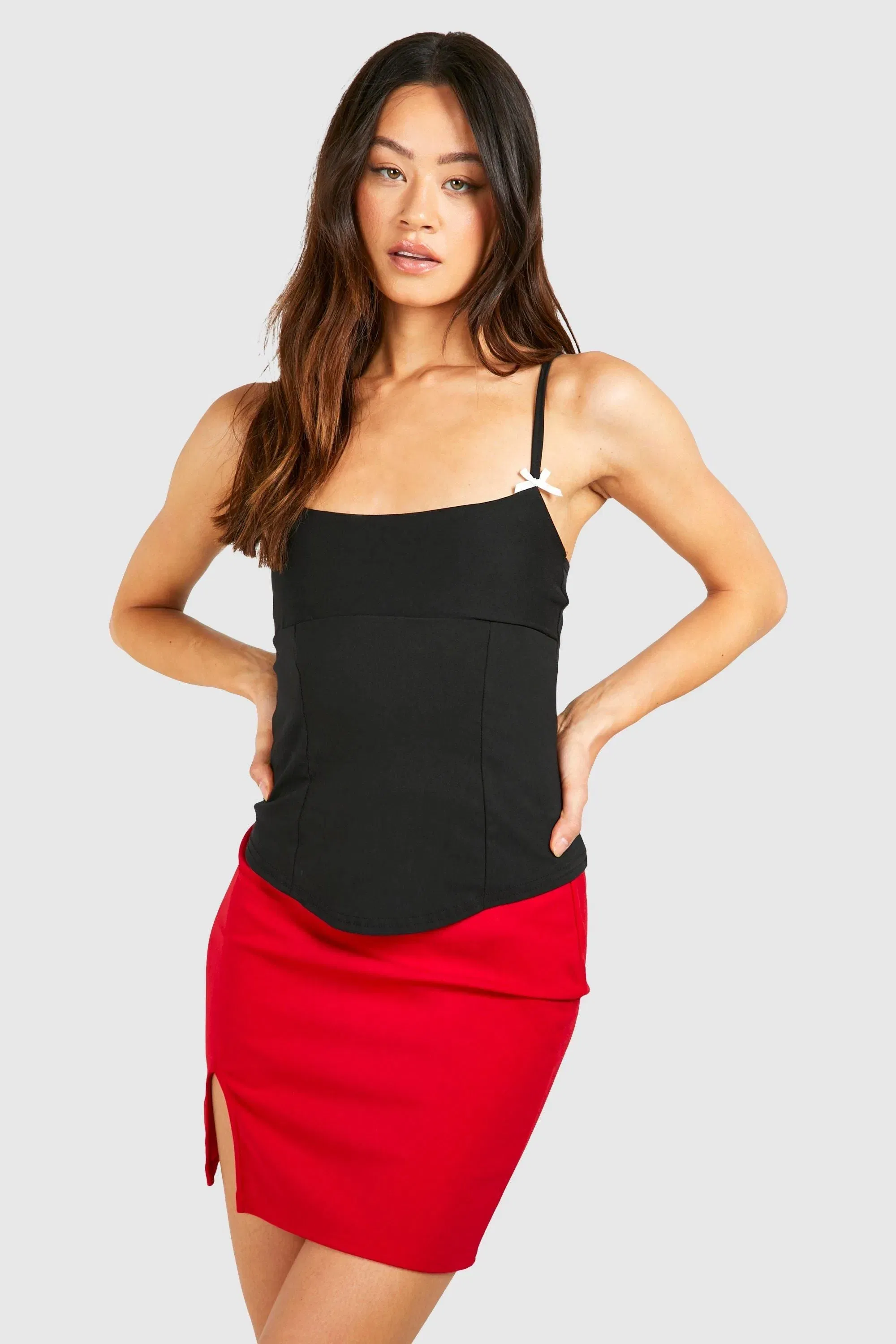 Tall Crepe Split Front Mini Skirt