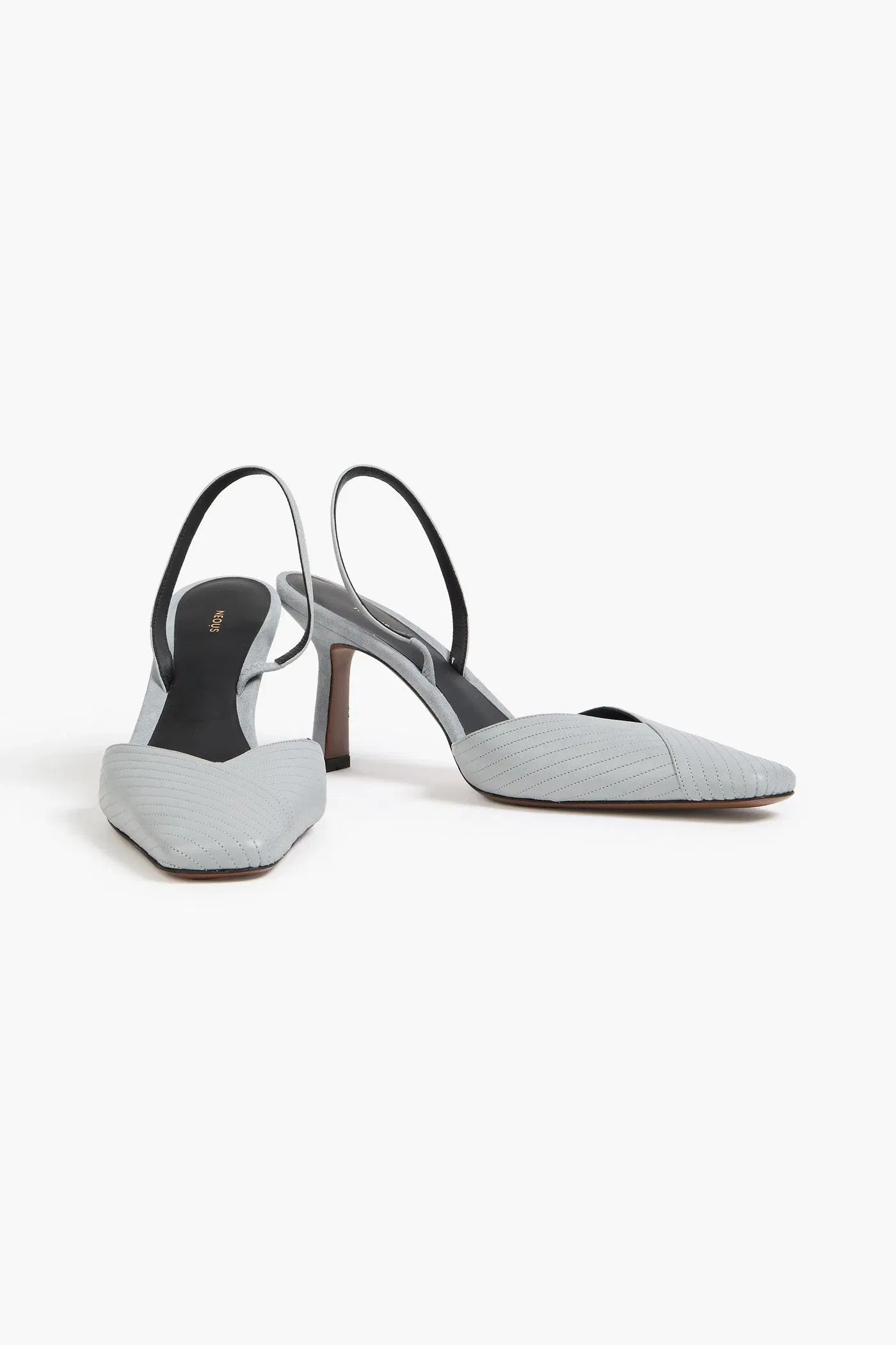 Neous Dilmun Suede-Trimmed Leather Slingback Pumps Gray Women's
